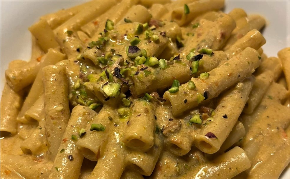 La pasta con crema di pistacchio